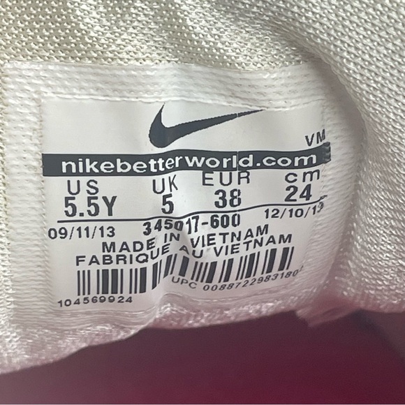 Nike Air Max 90 ‘13 GS Sneakers Youth US 5Y Textured Leather Elephant Pink White - Picture 16 of 16